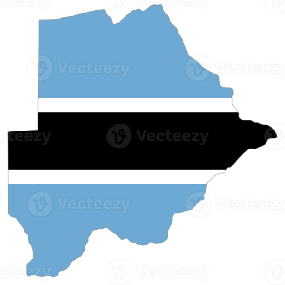 Botswana flag on the map png