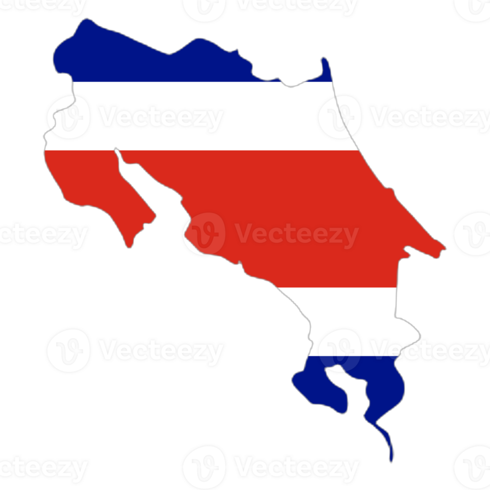 Costa Rica flag on the map png