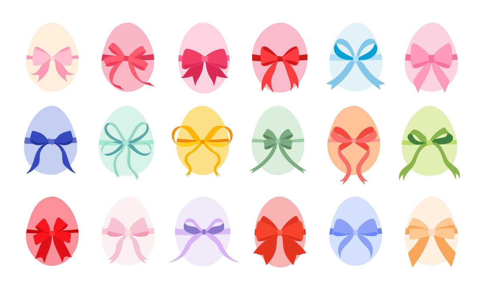 A collection of colorful bows with different colors and sizes. The bows are arranged in a row, with some overlapping each other. Scene is cheerful and playful, as the variety of colors vector