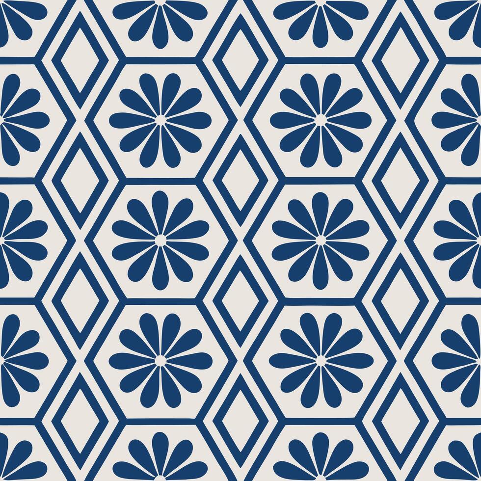 Pattern Flower blue unique abstract illustration. vector