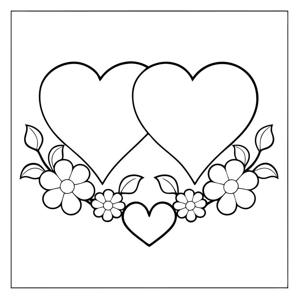 Heart shape and floral round unique illustration. vector