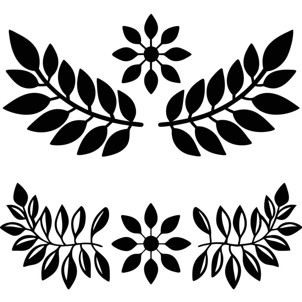 Botanical black and white silhouettes leaf pattern. leaves isolated on white background. vector