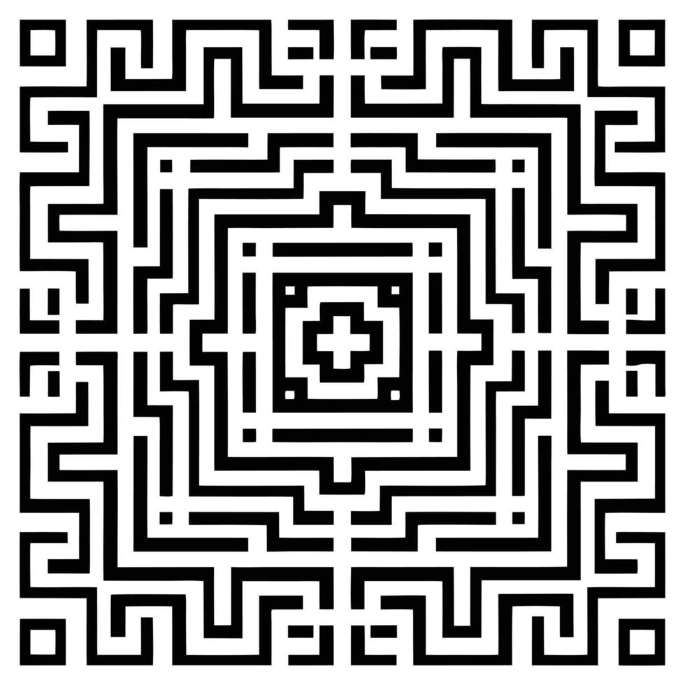 Abstract geometry maze pattern. black and white seamless geometric labyrinth background. vector