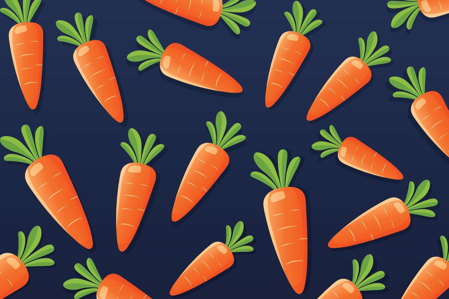Flat illustration of carrot wallpaper on a dark blue background vector