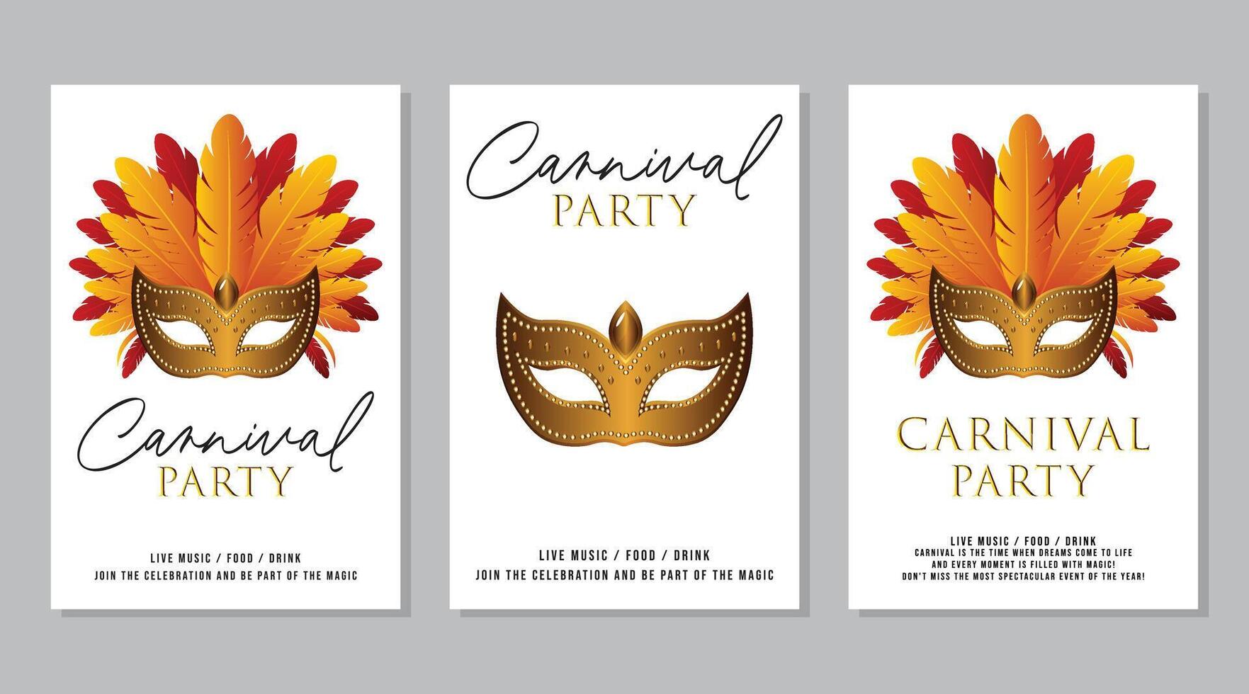 Carnival party minimalistic posters set flat illustration vector