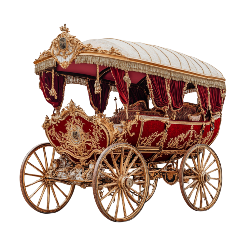 old fashioned carriage with red and gold trim png
