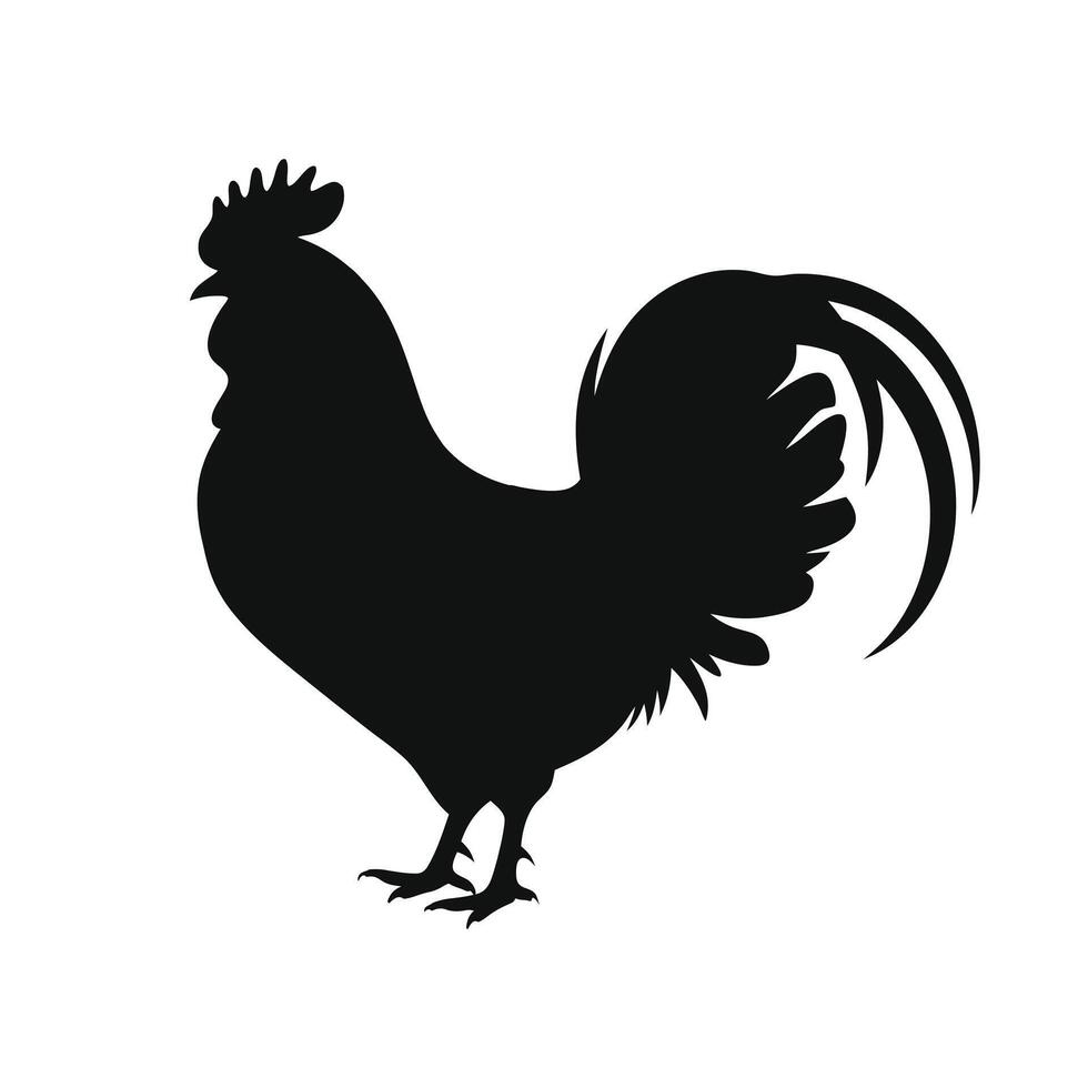 A striking rooster silhouette in classic black, capturing the essence of farm life with a rustic and timeless touch. vector