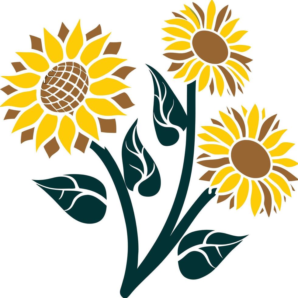 Colorful Sunflower Illustration Vibrant Yellow Petals and Brown Details vector