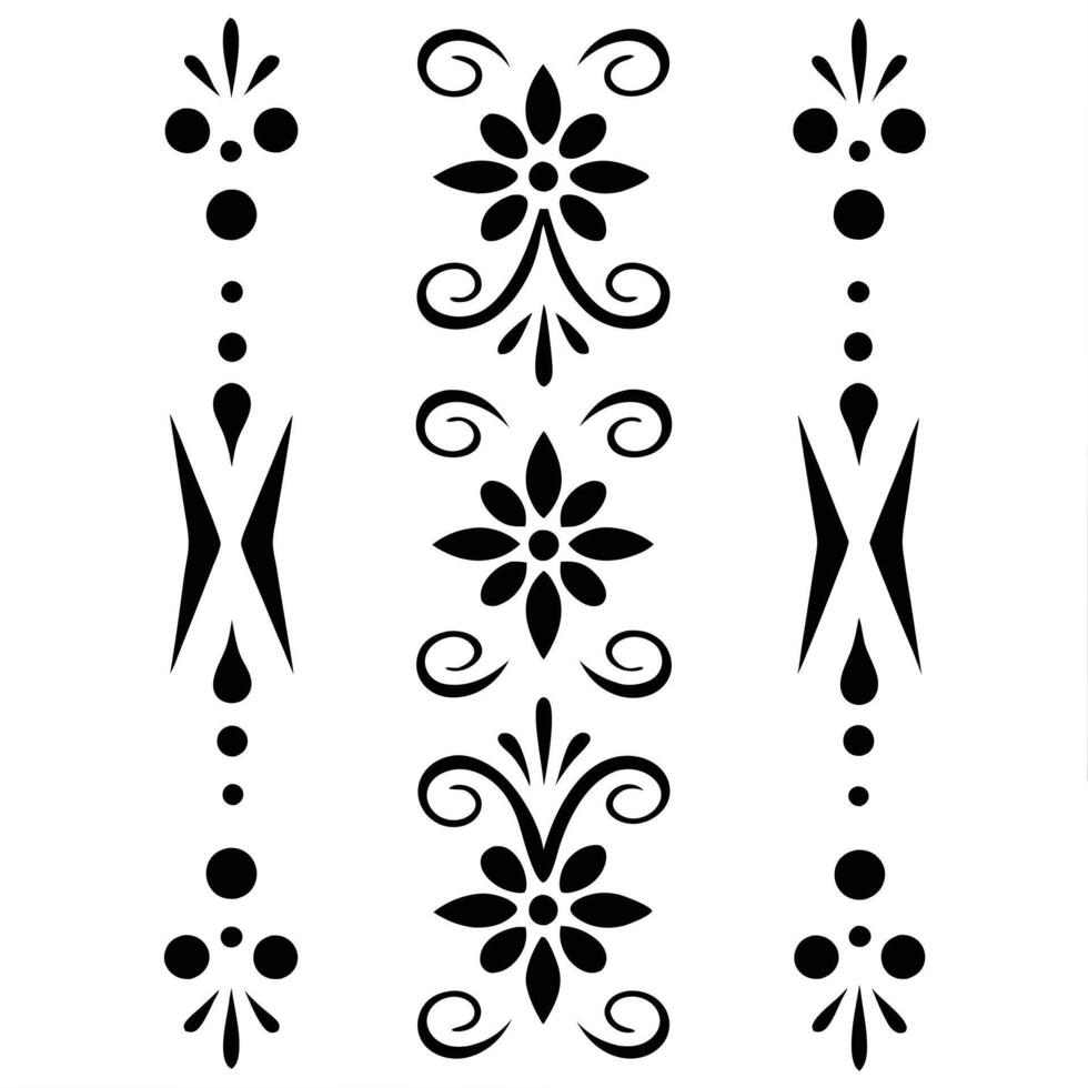 Intricate Floral Motifs in Vertical Alignment vector
