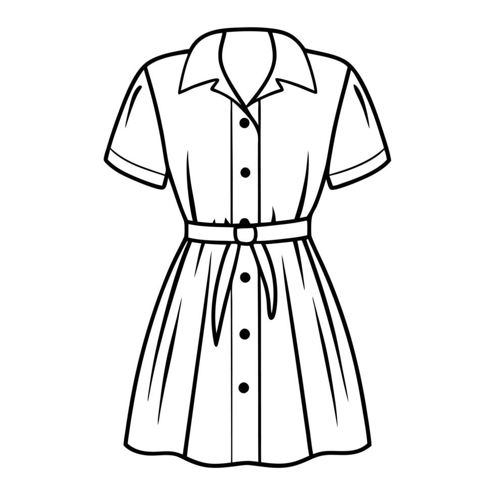 Stylish Button-Down Shirt Dress Short Sleeves and Collared Design vector