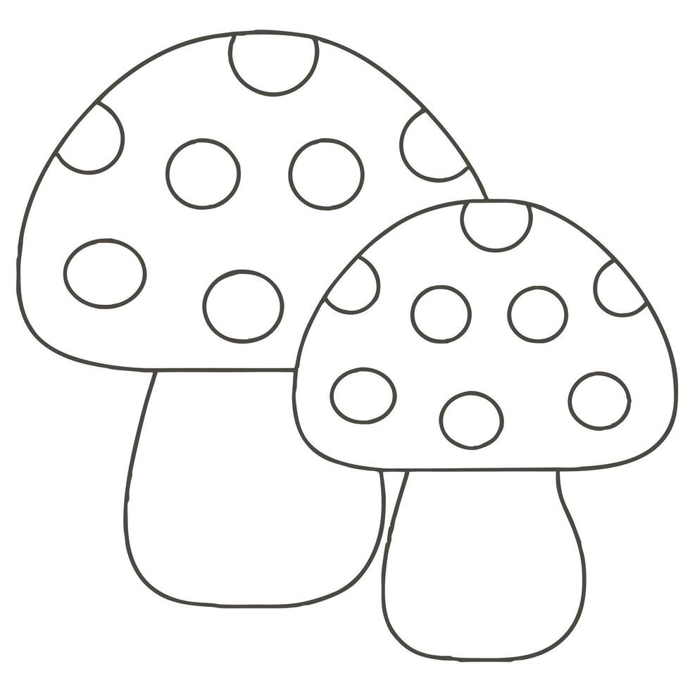 Minimalist Mushroom Illustration Two Mushrooms with Polka-Dot Caps vector