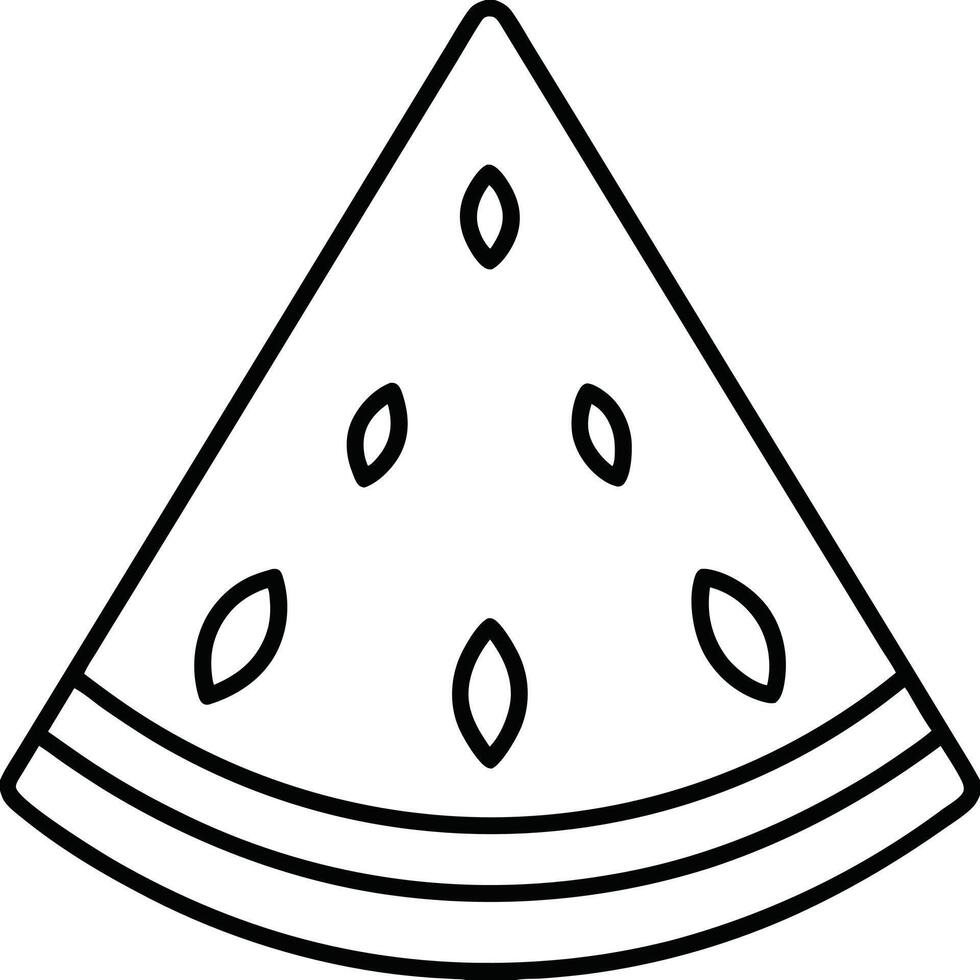 Chic Watermelon Slice Line Drawing Black and White Illustration vector