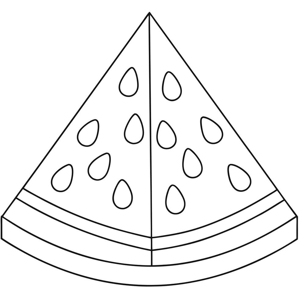 Monochrome Watermelon Slice Black and White Line Art vector