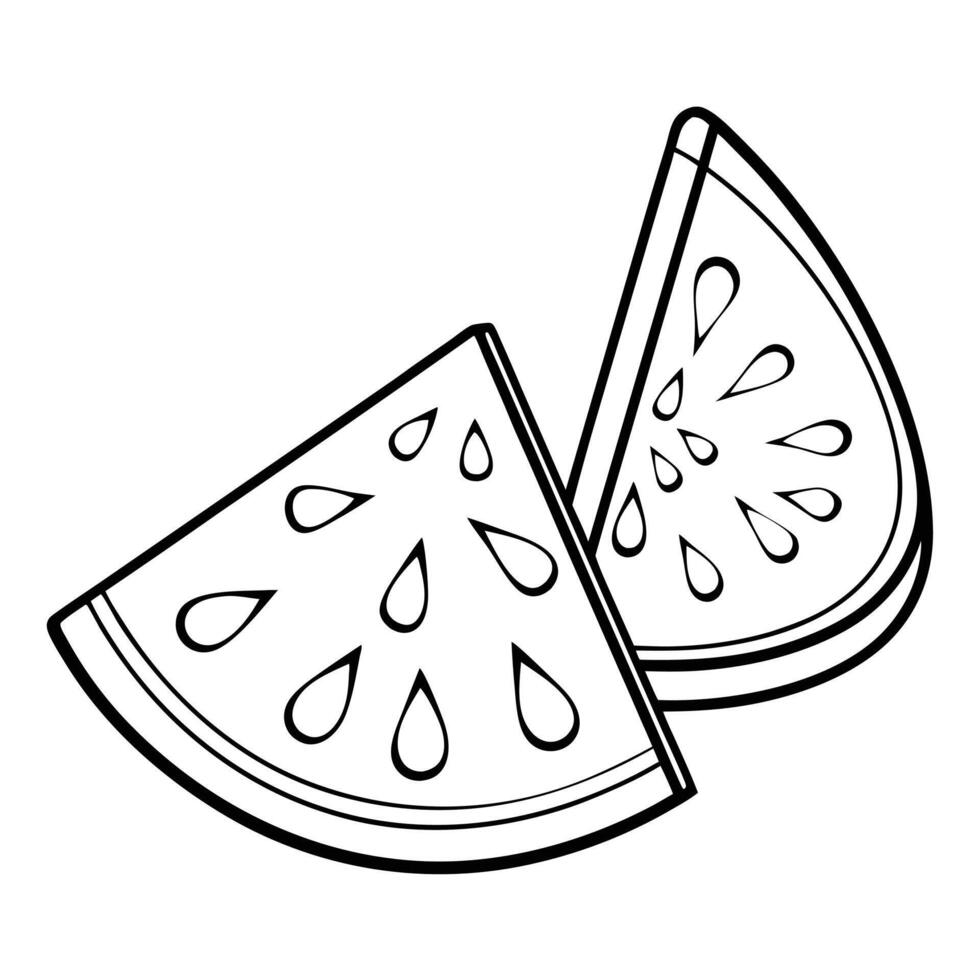 Modern Watermelon Slice Illustration Black and White Sketch vector