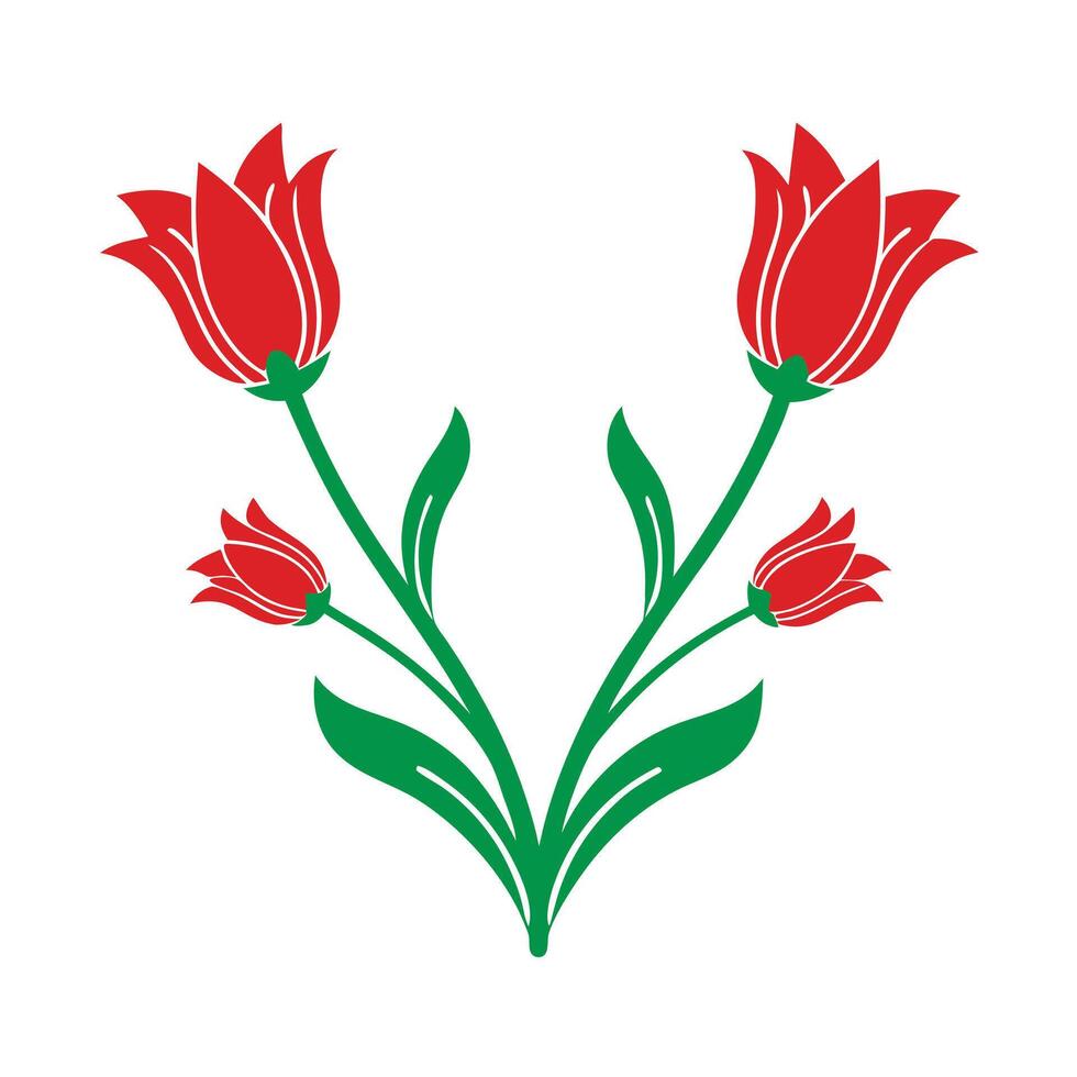 Stylized Red Tulips Illustration Bold Minimalist Floral Style vector