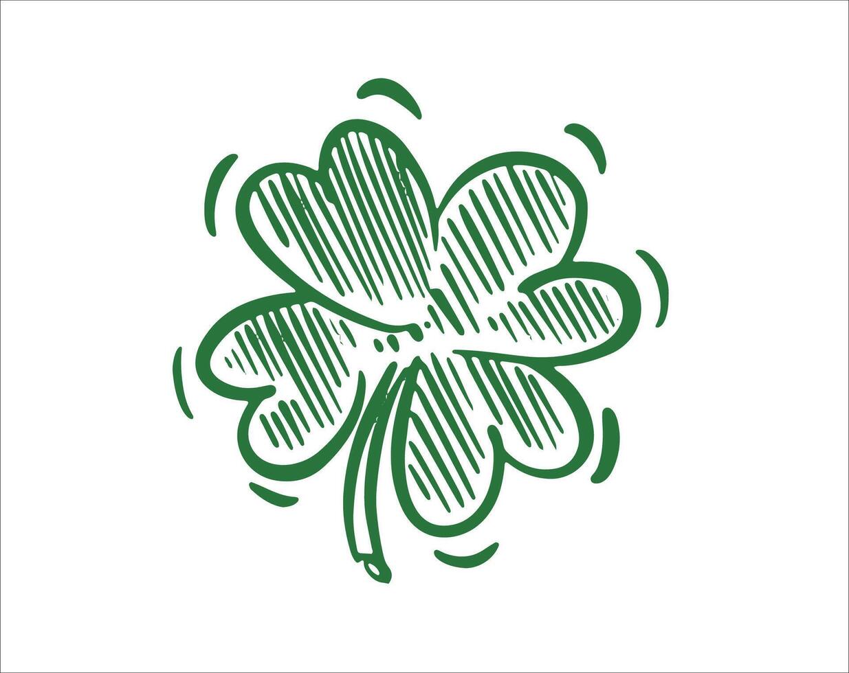 Patricks Day, Clover set on white, hand drawn illustrations. vector