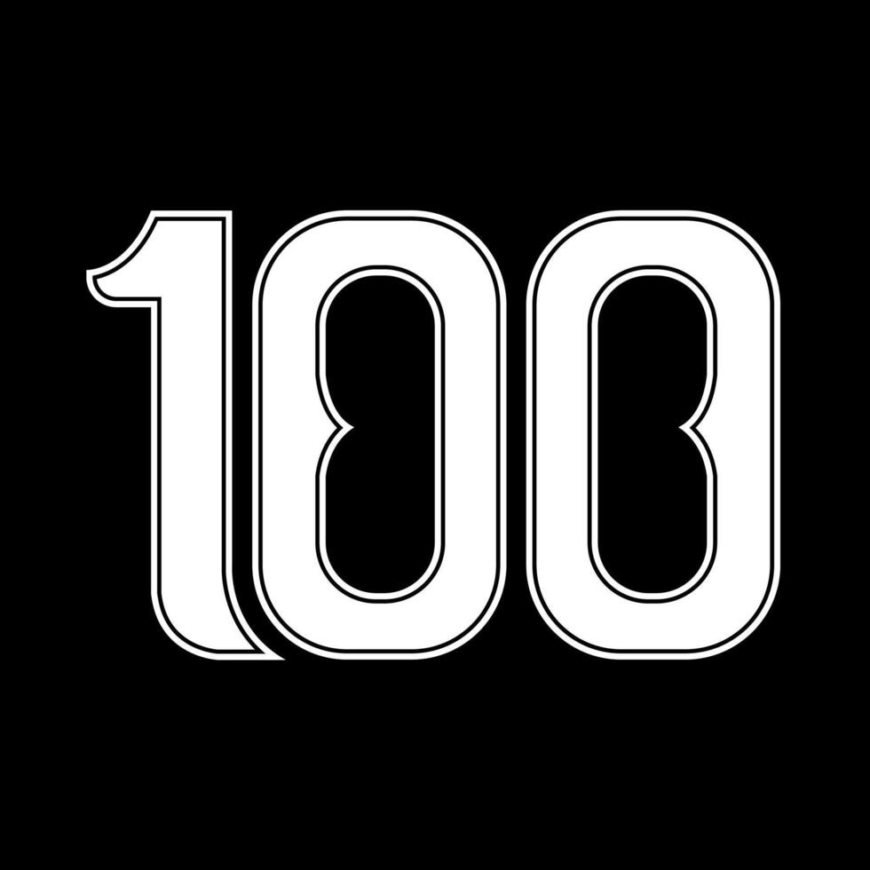 Personalized white number 100 on black background vector