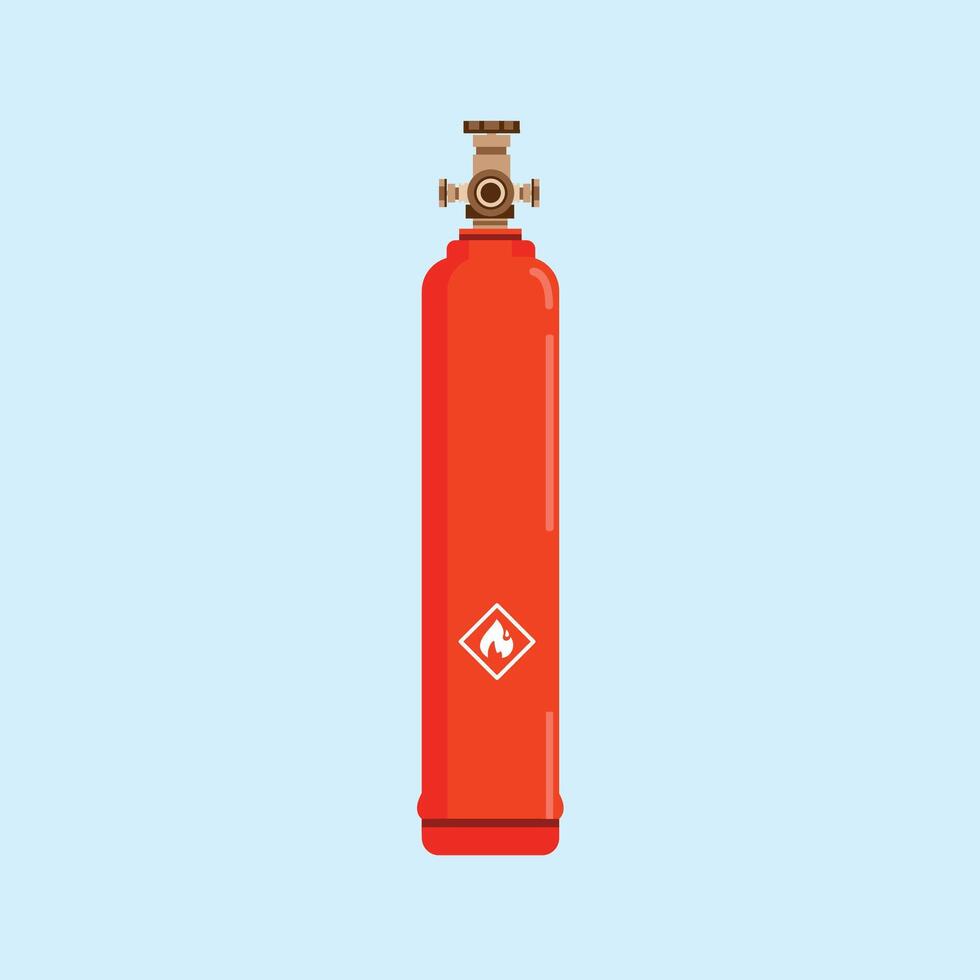 red oval gas cylinder tank, lpg propane bottle container, oxygen gas cylinder fuel vector