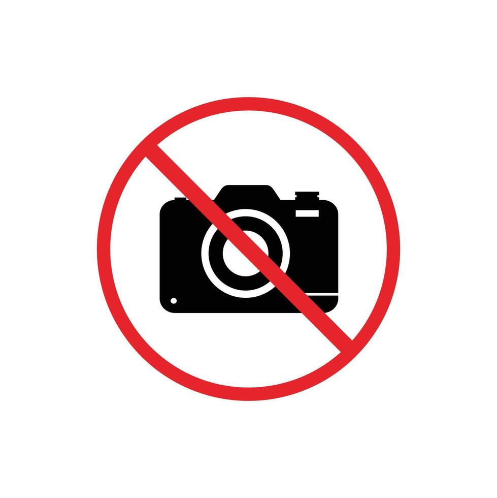 warning sign icon, no photos - warning area on a round board with a red line vector