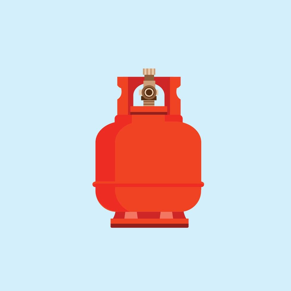 red 3 kg gas cylinder tank, lpg propane bottle container, oxygen gas cylinder fuel logo illustration vector