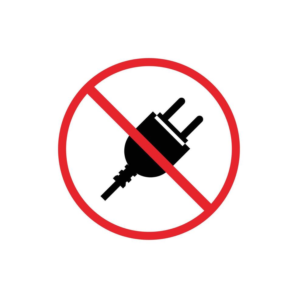 warning sign icon, no charging - warning area on round board with red outline vector