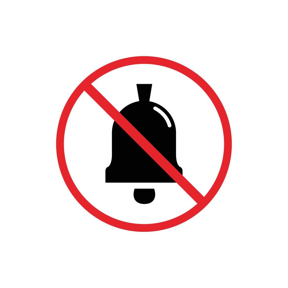 warning sign icon, no ringing of bells - warning area on round board with red line vector