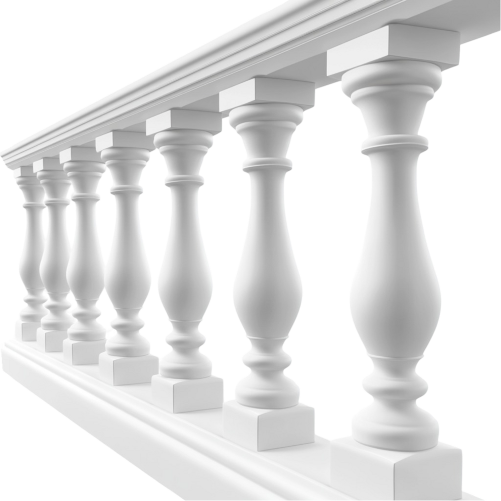 Balcony Railing with White Balusters png