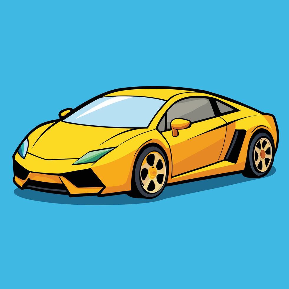 A Stunning Yellow Sports Car Illustration A Vibrant Image of a Luxury Vehicle vector