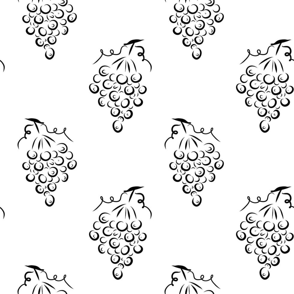 Grapes Seamless Pattern, cluster of grapes monochrome pattern vector