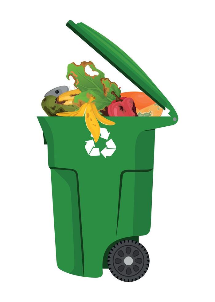 waste container for organics green color on white background vector