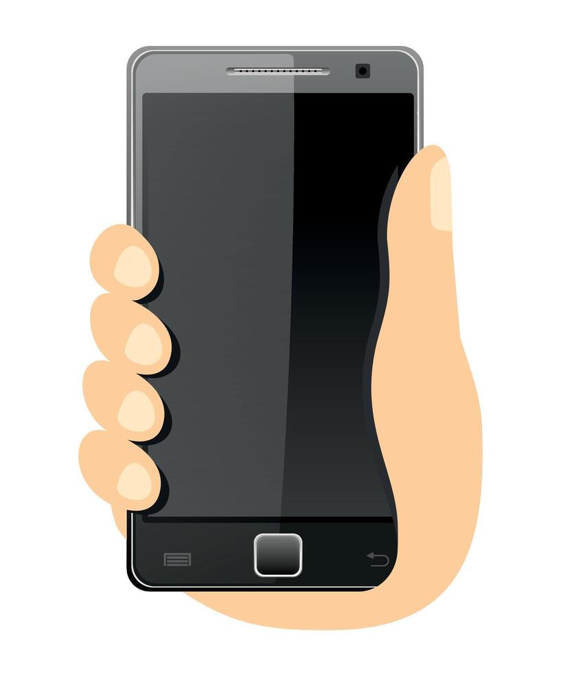 color icon smartphone in hand on white background vector