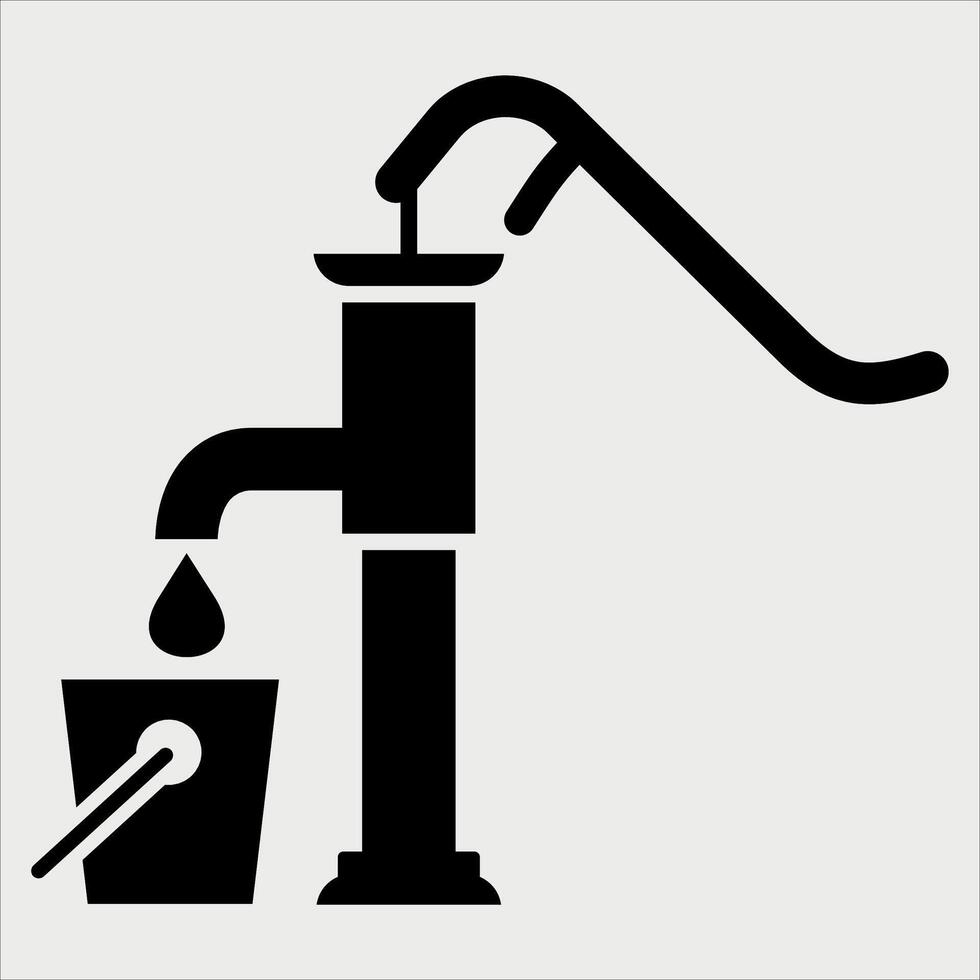 black and white simple water pump icon on white background vector