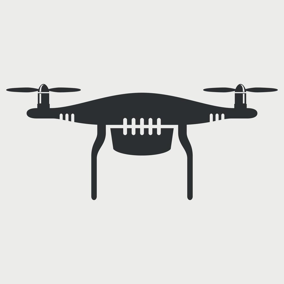 black quadcopter drone icon on white background vector