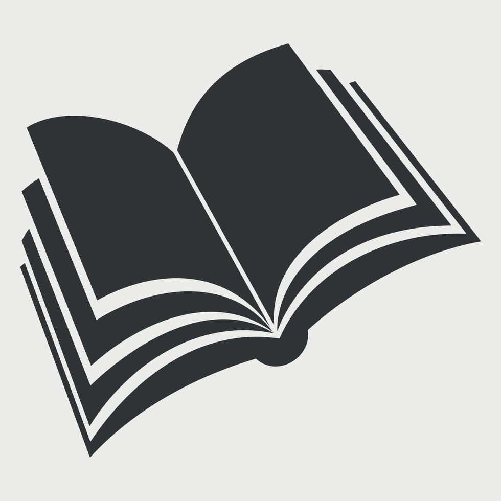 black open book icon on white background vector