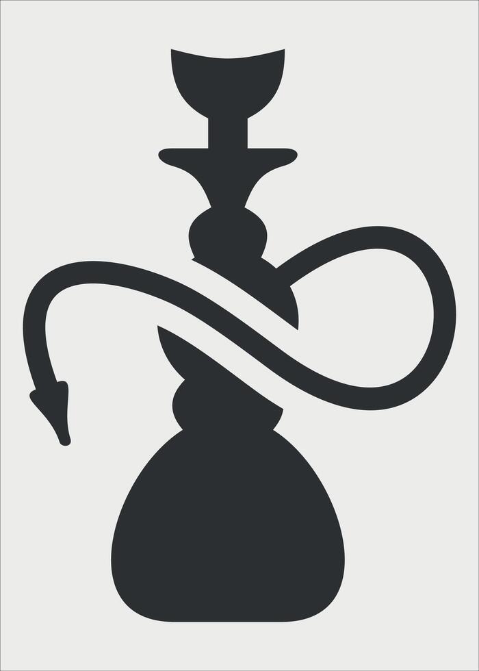 black and white hookah smoking icon on white background vector