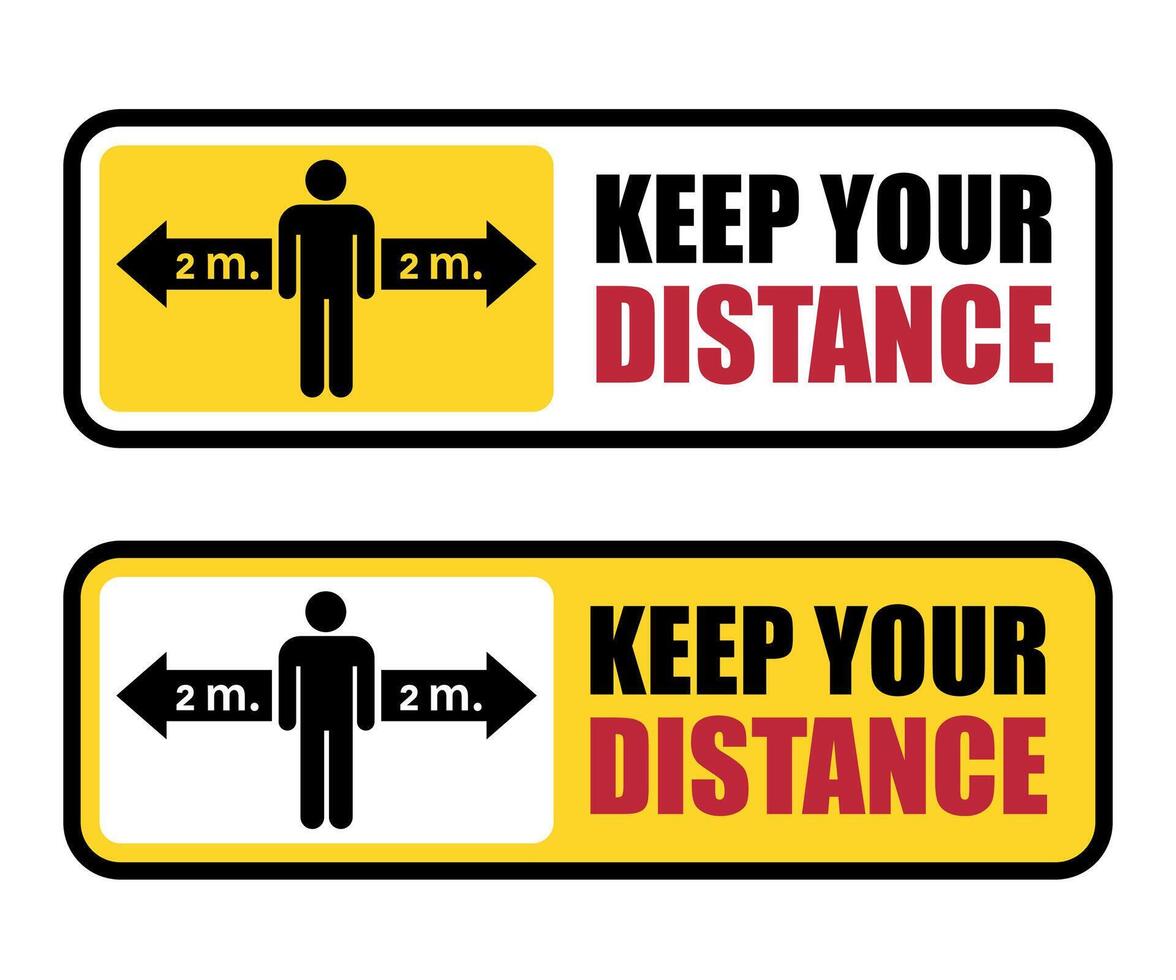 sign plate keep distance on white background vector