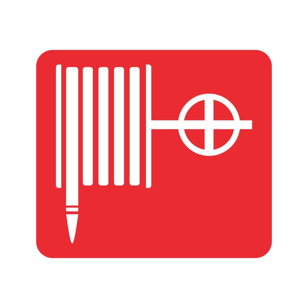 fire shield icon with red hose on white background vector