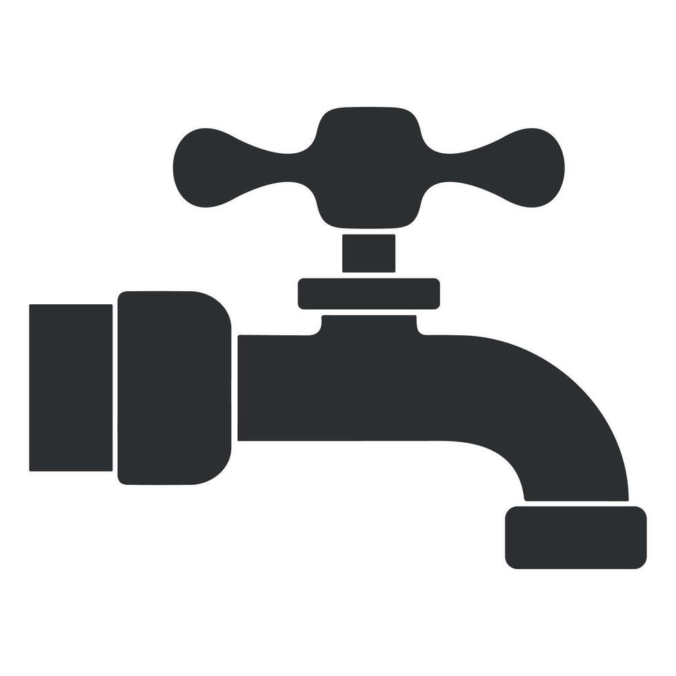black icon of water tap with valve on white background vector