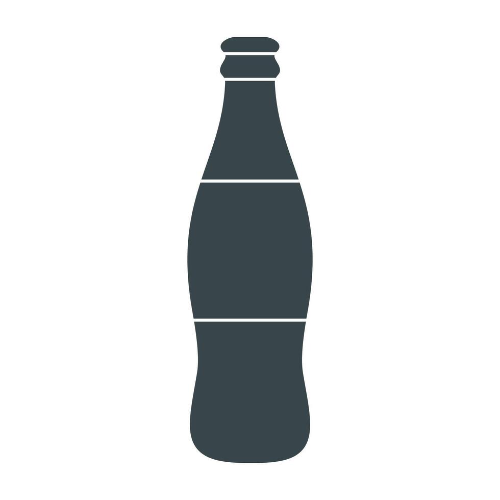 black icon of glass bottle of soda on white background vector