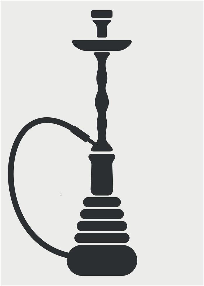 black and white simple hookah smoking icon on white background vector