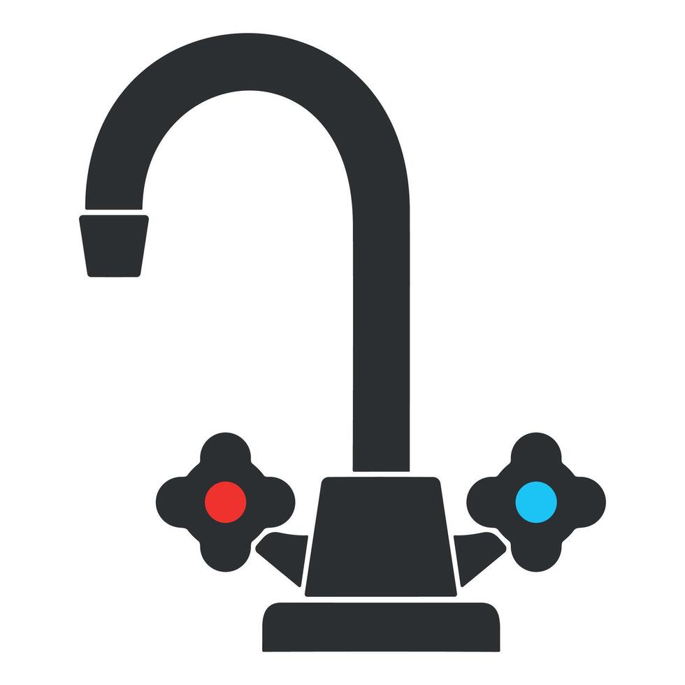 black and white water tap icon on white background vector