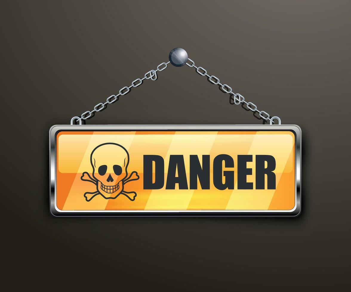 yellow sign with the inscription danger on a white background vector