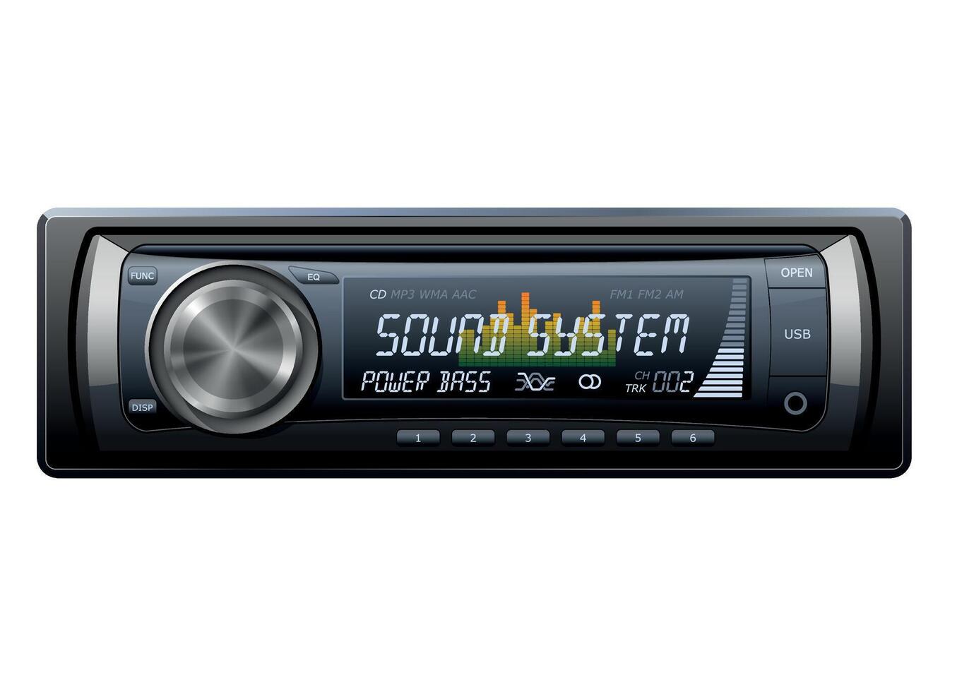 car radio front view on white background vector