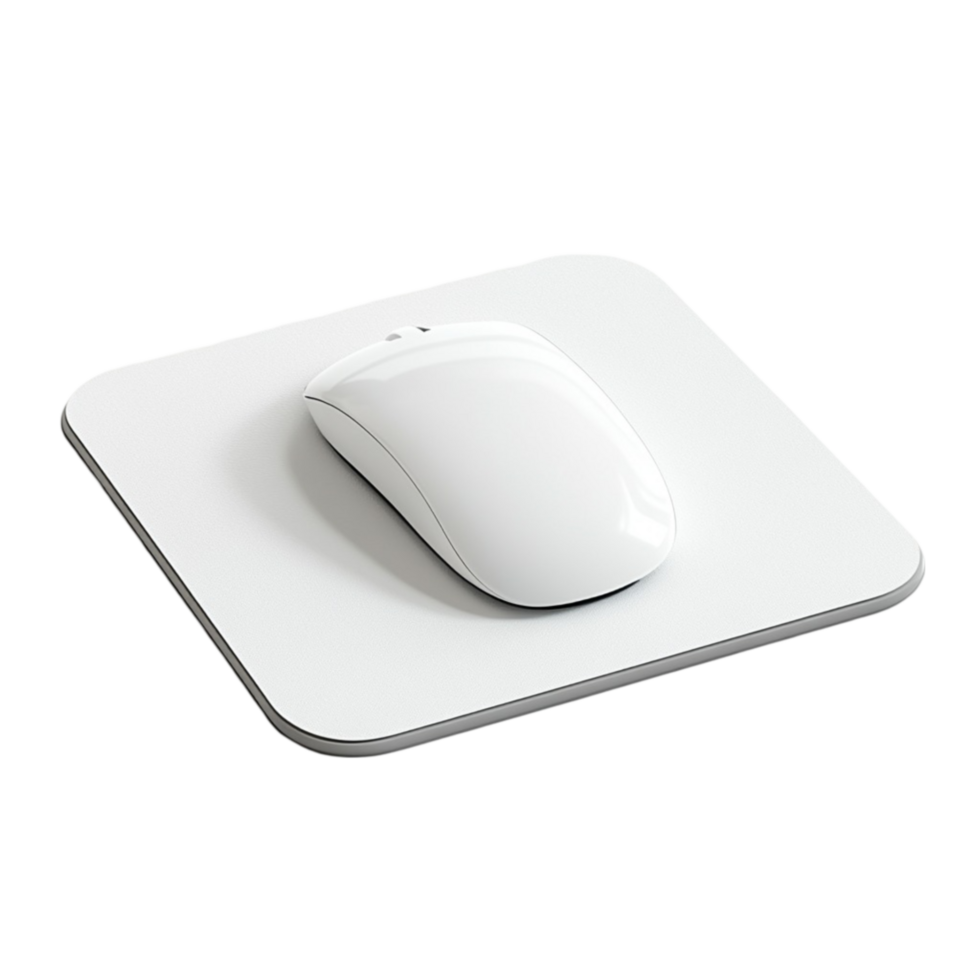 White Wireless Mouse on Square Mousepad png