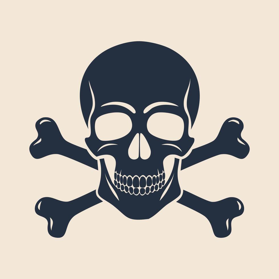 A skull and crossbones icon on a beige background vector