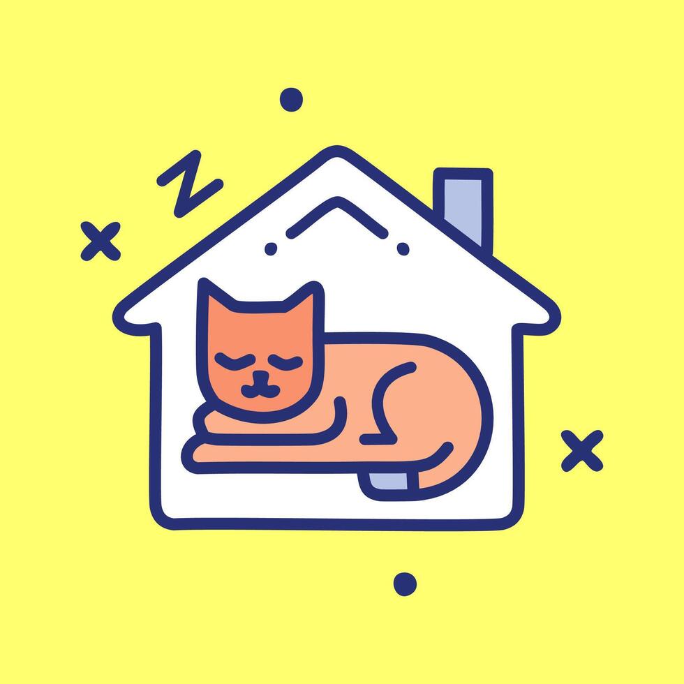 Cute cat sleeping cartoon illustration isolated vector