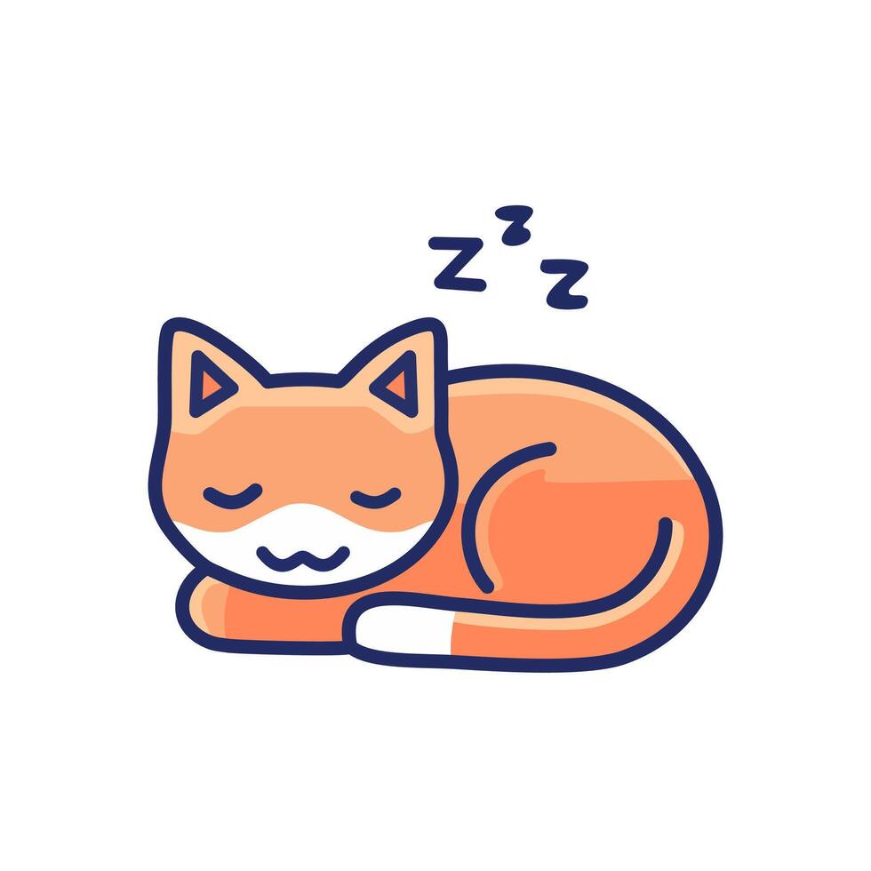 Cute cat sleeping cartoon illustration flat style vector
