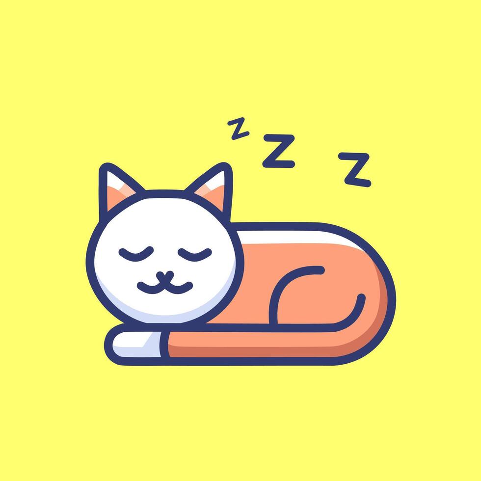 Cute cat sleeping cartoon illustration character vector