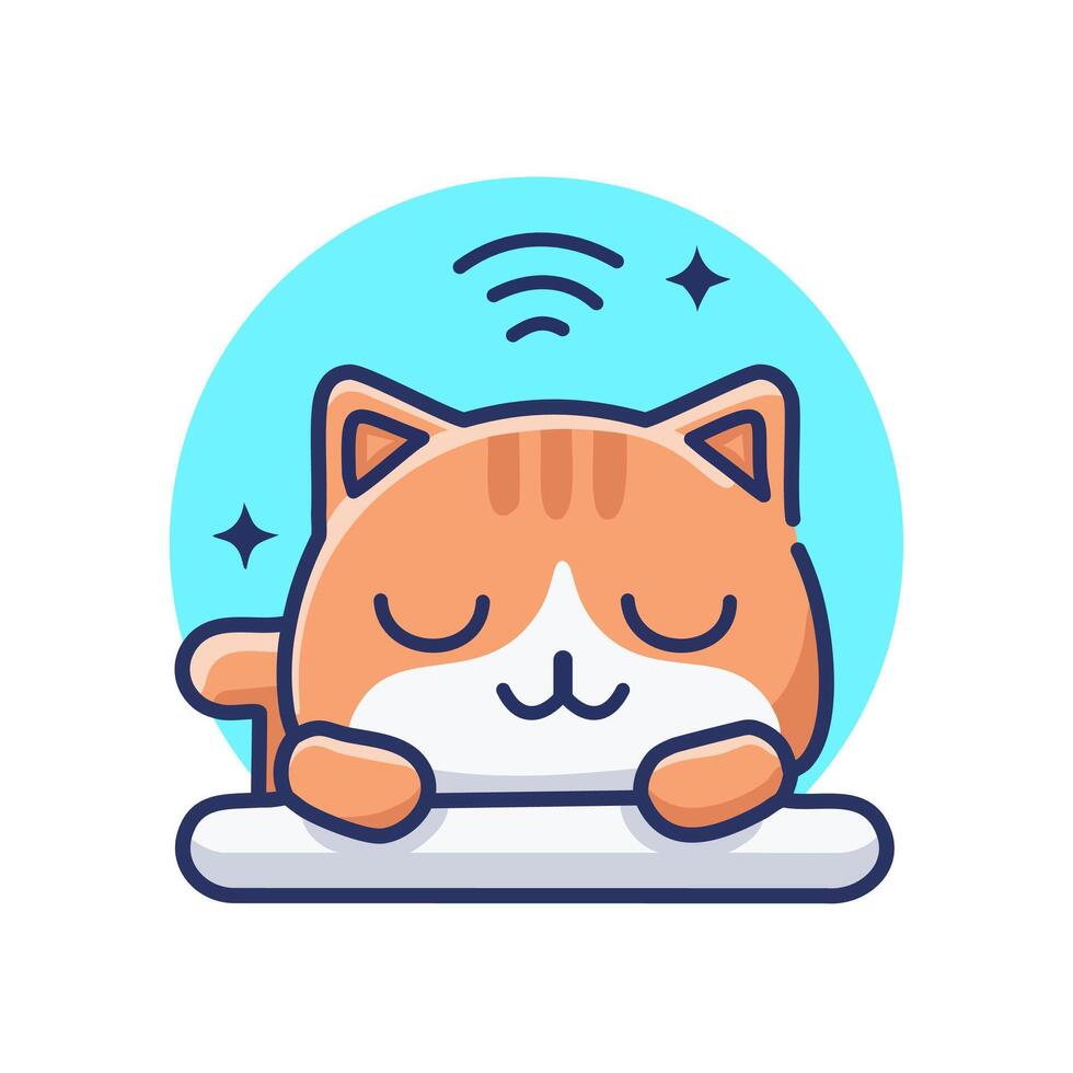 Cute cat sleeping cartoon illustration design vector