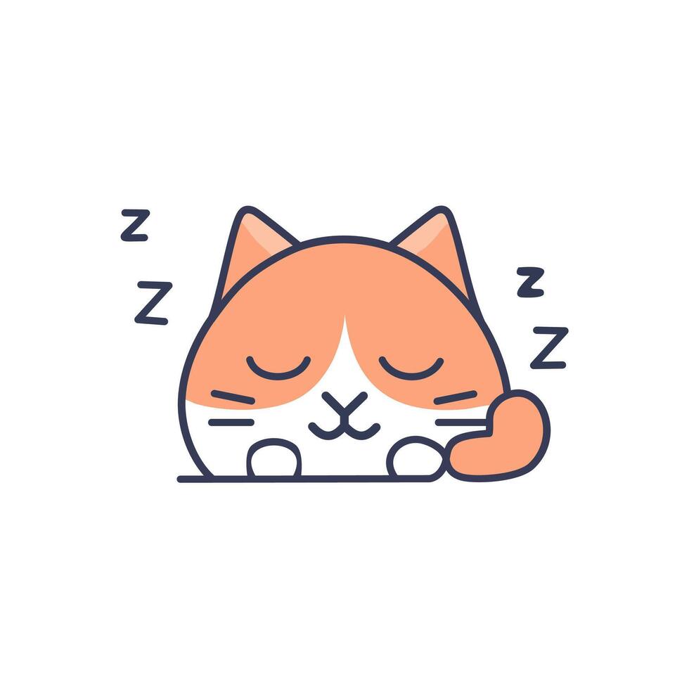 Cute cat sleeping cartoon illustration icon vector
